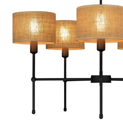 Lustre de haste MADELA 5xE14/40W/230V juta/preto
