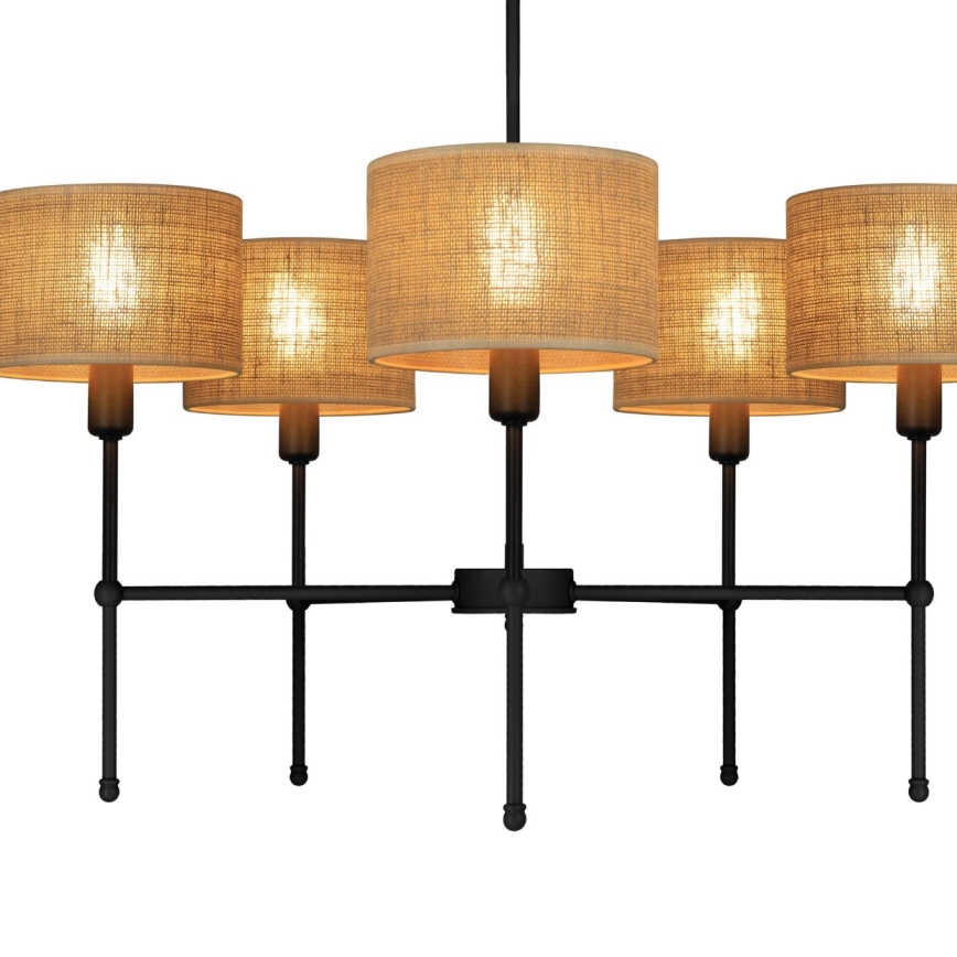 Lustre de haste MADELA 5xE14/40W/230V juta/preto