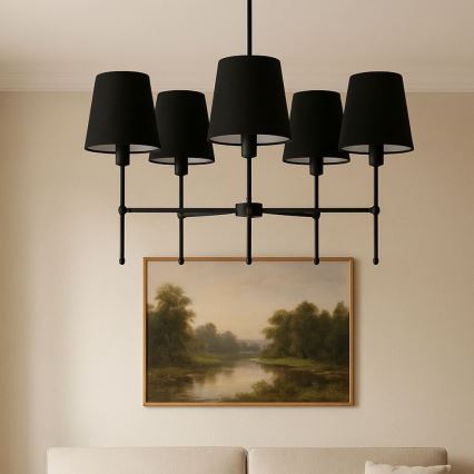 Lustre de haste MADELA 5xE14/40W/230V preto