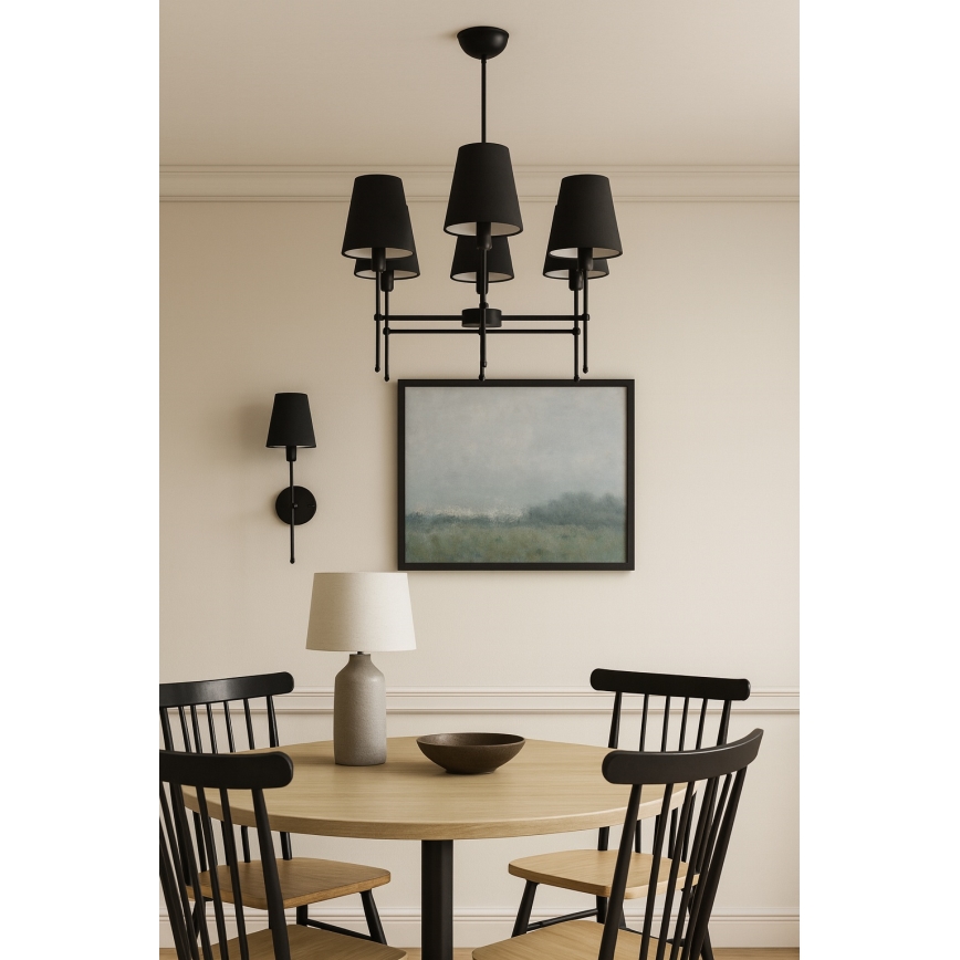 Lustre de haste MADELA 5xE14/40W/230V preto