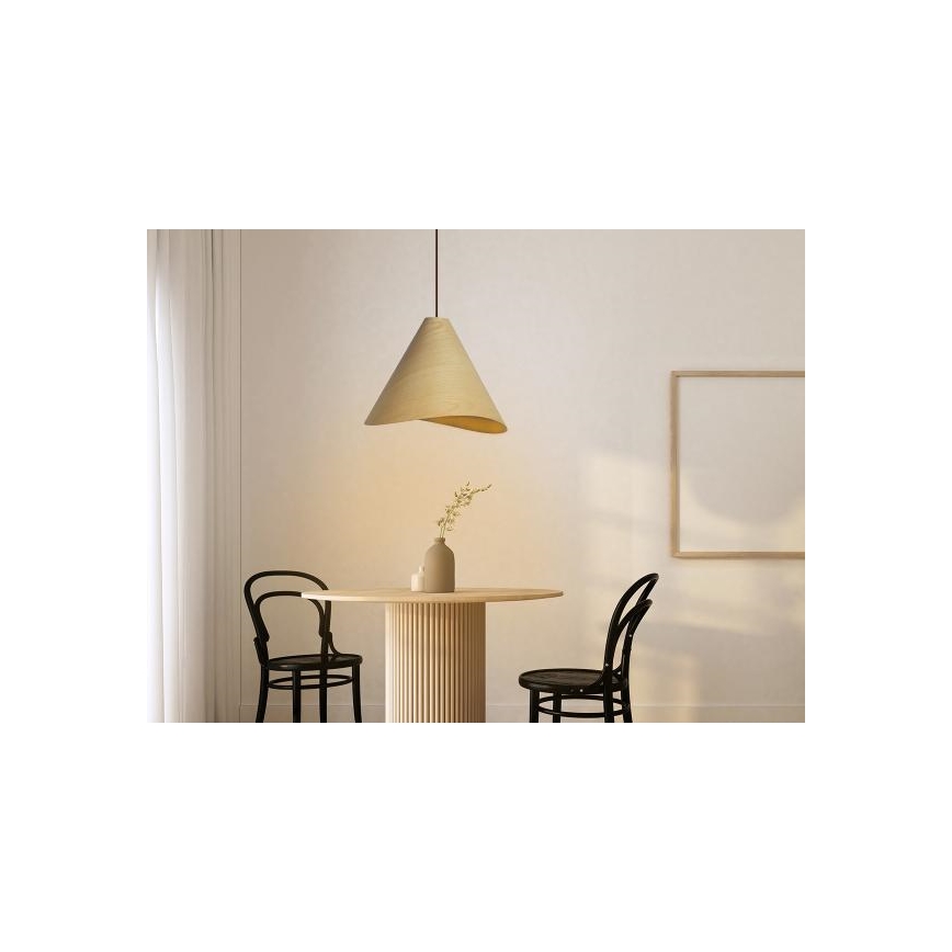 Lustre de madeira suspenso em cabo 1xE27/60W/230V Ø45 cm maciço/carvalho/seringueira