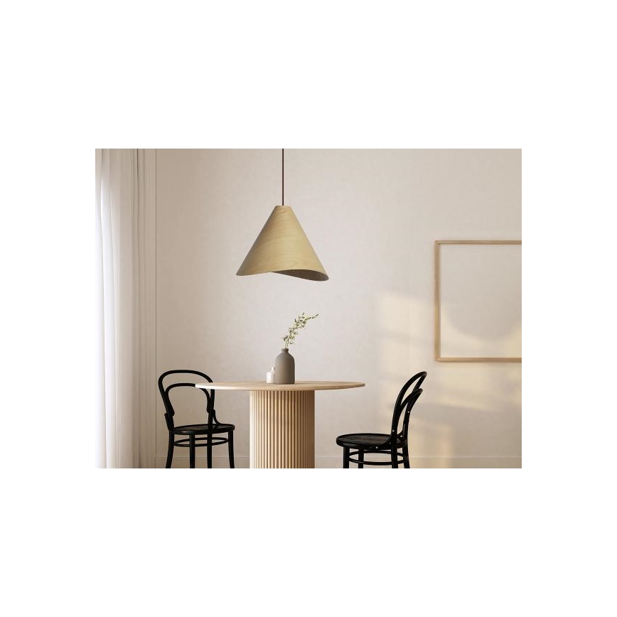 Lustre de madeira suspenso em cabo 1xE27/60W/230V Ø45 cm maciço/carvalho/seringueira