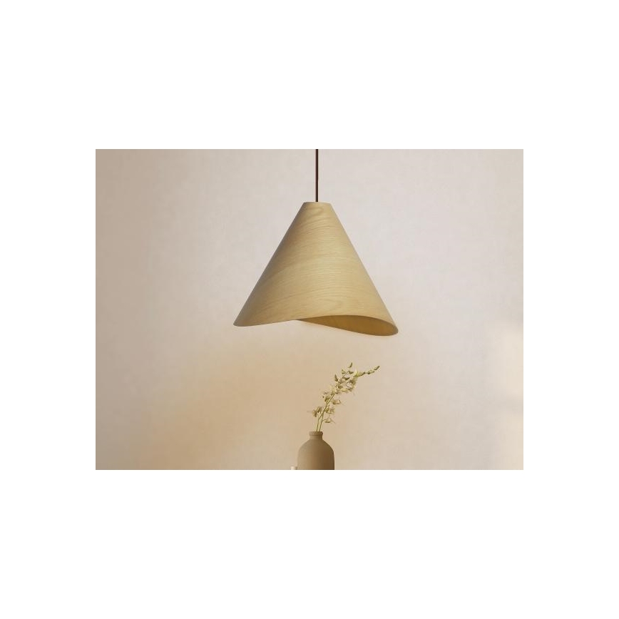 Lustre de madeira suspenso em cabo 1xE27/60W/230V Ø45 cm maciço/carvalho/seringueira