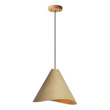 Lustre de madeira suspenso por cabo 1xE27/60W/230V, diâmetro 33 cm, madeira maciça / carvalho / seringueira
