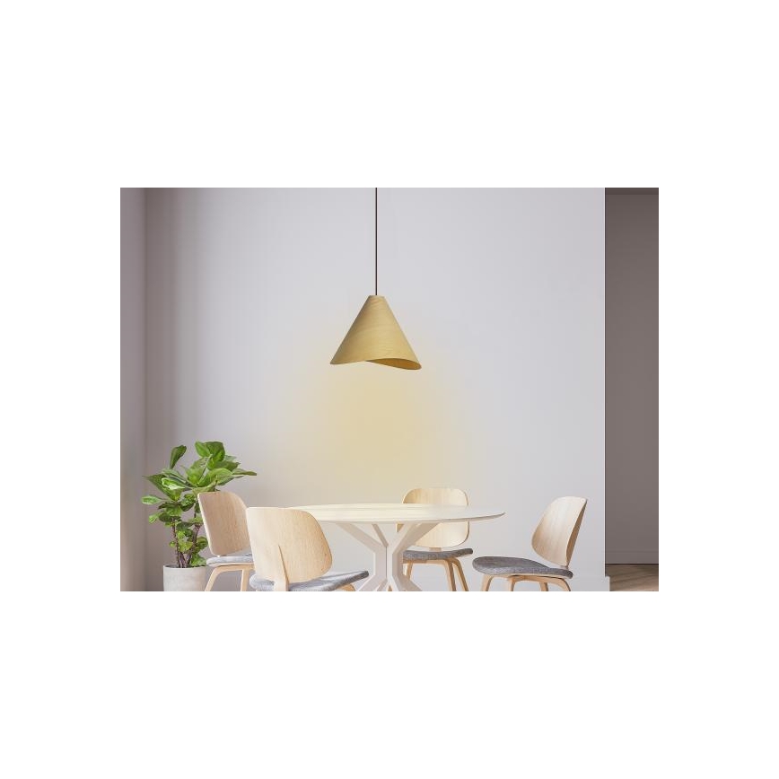 Lustre de madeira suspenso por cabo 1xE27/60W/230V, diâmetro 33 cm, madeira maciça / carvalho / seringueira