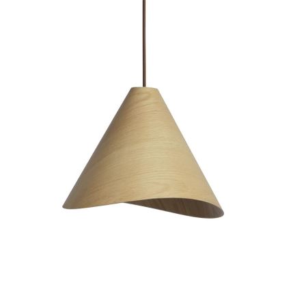 Lustre de madeira suspenso por cabo 1xE27/60W/230V, diâmetro 33 cm, madeira maciça / carvalho / seringueira