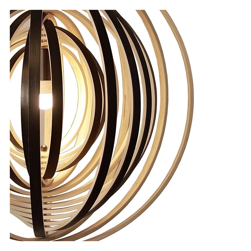 Lustre de madeira suspenso por cabo 1xE27/60W/230V, diâmetro 50 cm, madeira maciça/folheado/seringueira