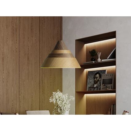 Lustre de madeira suspenso por cabo 1xE27/60W/230V Ø 33 cm maciço/carvalho/nogueira/seringueira