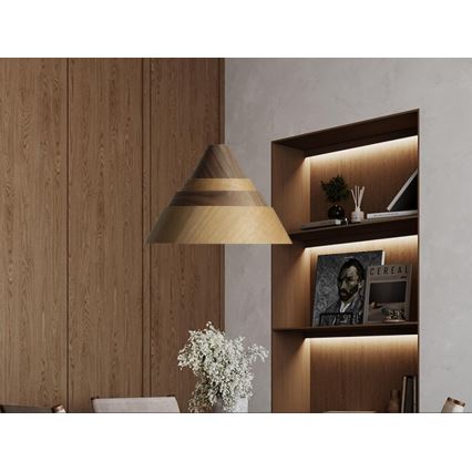 Lustre de madeira suspenso por cabo 1xE27/60W/230V Ø 33 cm maciço/carvalho/nogueira/seringueira