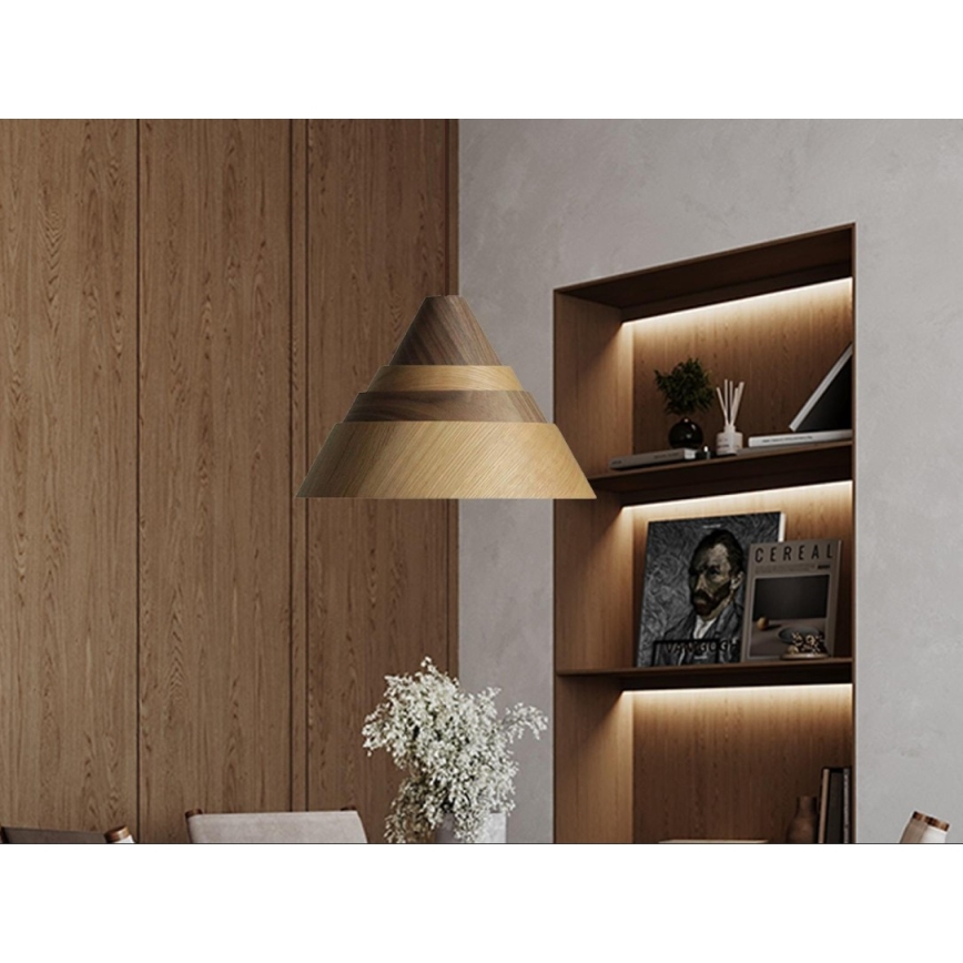 Lustre de madeira suspenso por cabo 1xE27/60W/230V Ø 33 cm maciço/carvalho/nogueira/seringueira