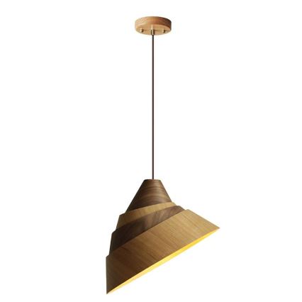 Lustre de madeira suspenso por cabo 1xE27/60W/230V Ø 33 cm maciço/carvalho/nogueira/seringueira