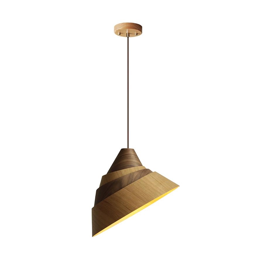 Lustre de madeira suspenso por cabo 1xE27/60W/230V Ø 33 cm maciço/carvalho/nogueira/seringueira