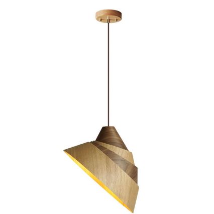 Lustre de madeira suspenso por cabo 1xE27/60W/230V Ø 33 cm maciço/carvalho/nogueira/seringueira