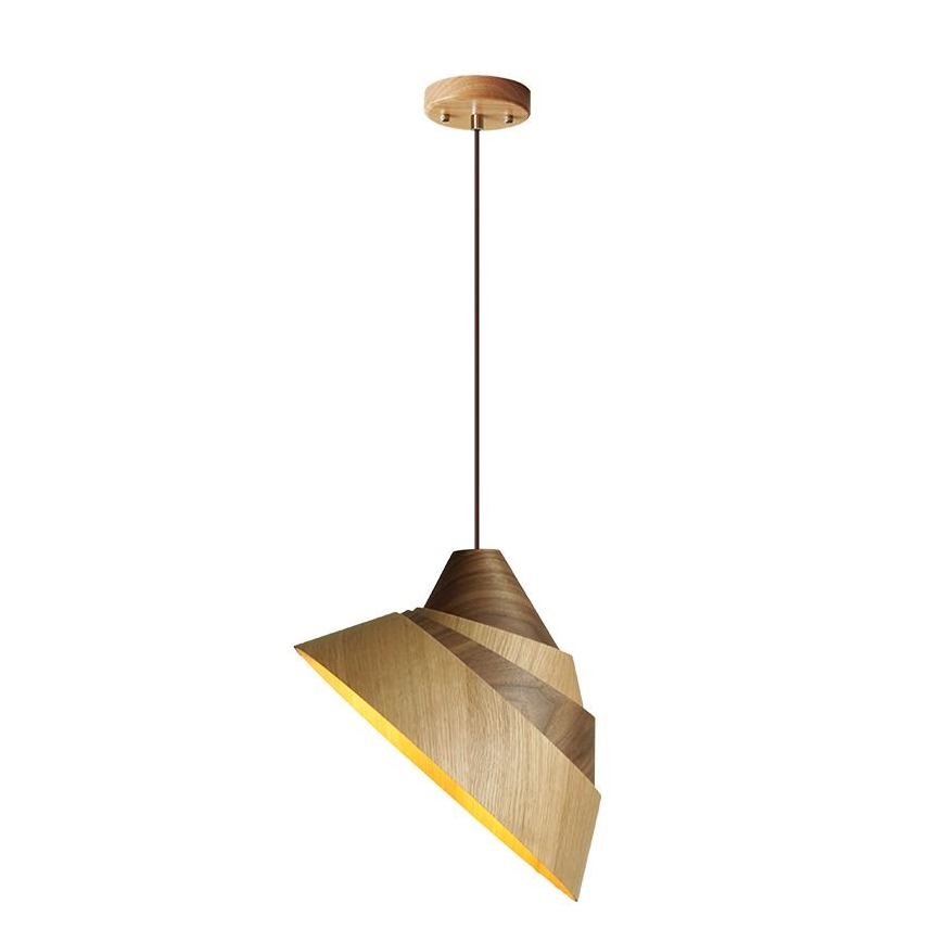 Lustre de madeira suspenso por cabo 1xE27/60W/230V Ø 33 cm maciço/carvalho/nogueira/seringueira