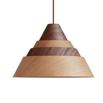 Lustre de madeira suspenso por cabo 1xE27/60W/230V Ø 33 cm maciço/carvalho/nogueira/seringueira