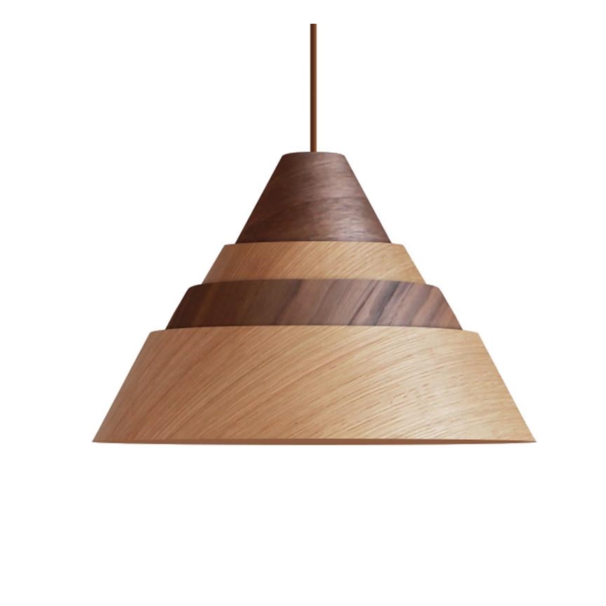Lustre de madeira suspenso por cabo 1xE27/60W/230V Ø 33 cm maciço/carvalho/nogueira/seringueira