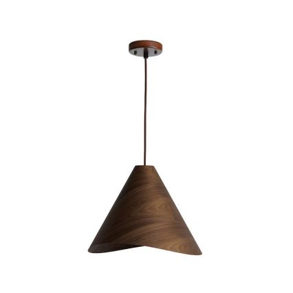 Lustre de madeira suspenso por cabo 1xE27/60W/230V Ø 33 cm maciço/nogueira/seringueira