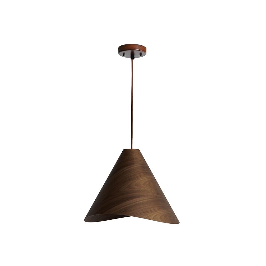 Lustre de madeira suspenso por cabo 1xE27/60W/230V Ø 33 cm maciço/nogueira/seringueira