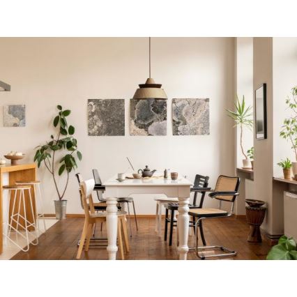 Lustre de madeira suspenso por cabo 1xE27/60W/230V Ø 33 cm madeira maciça/carvalho/nogueira/seringueira