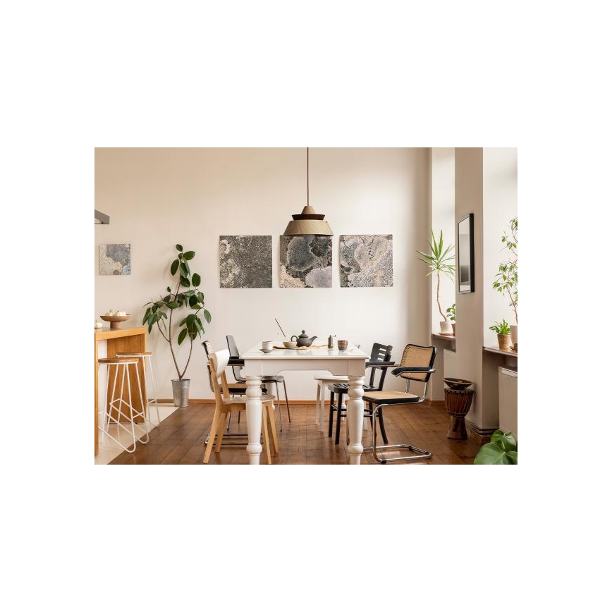 Lustre de madeira suspenso por cabo 1xE27/60W/230V Ø 33 cm madeira maciça/carvalho/nogueira/seringueira