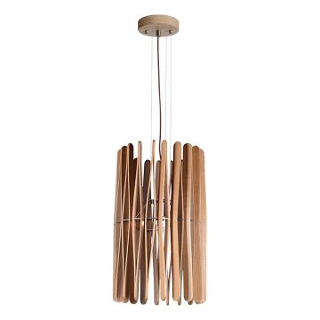 Lustre de madeira suspenso por cabo 1xE27/60W/230V Ø 38 cm madeira maciça/freixo/seringueira