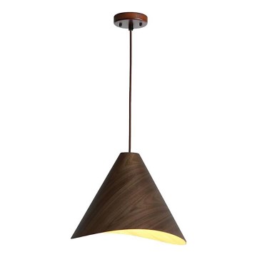 Lustre de madeira suspenso por cabo, 1xE27/60W/230V, Ø 45 cm, em madeira maciça (nogueira/seringueira)