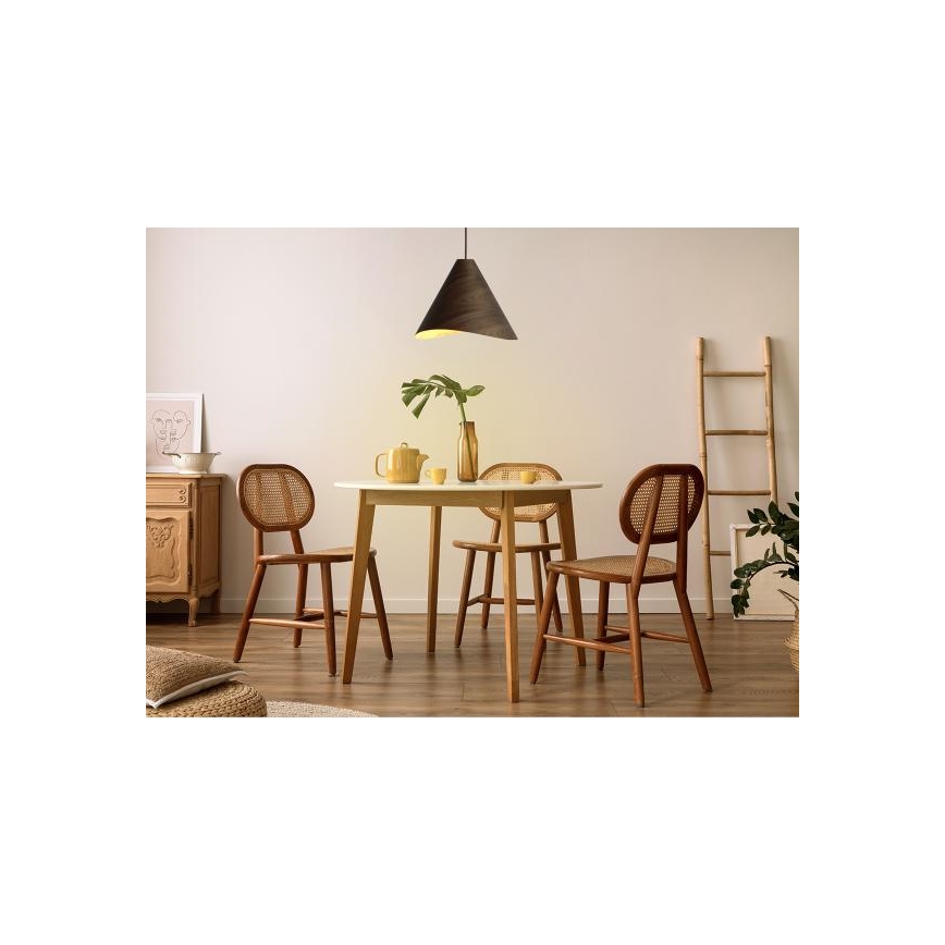 Lustre de madeira suspenso por cabo, 1xE27/60W/230V, Ø 45 cm, em madeira maciça (nogueira/seringueira)