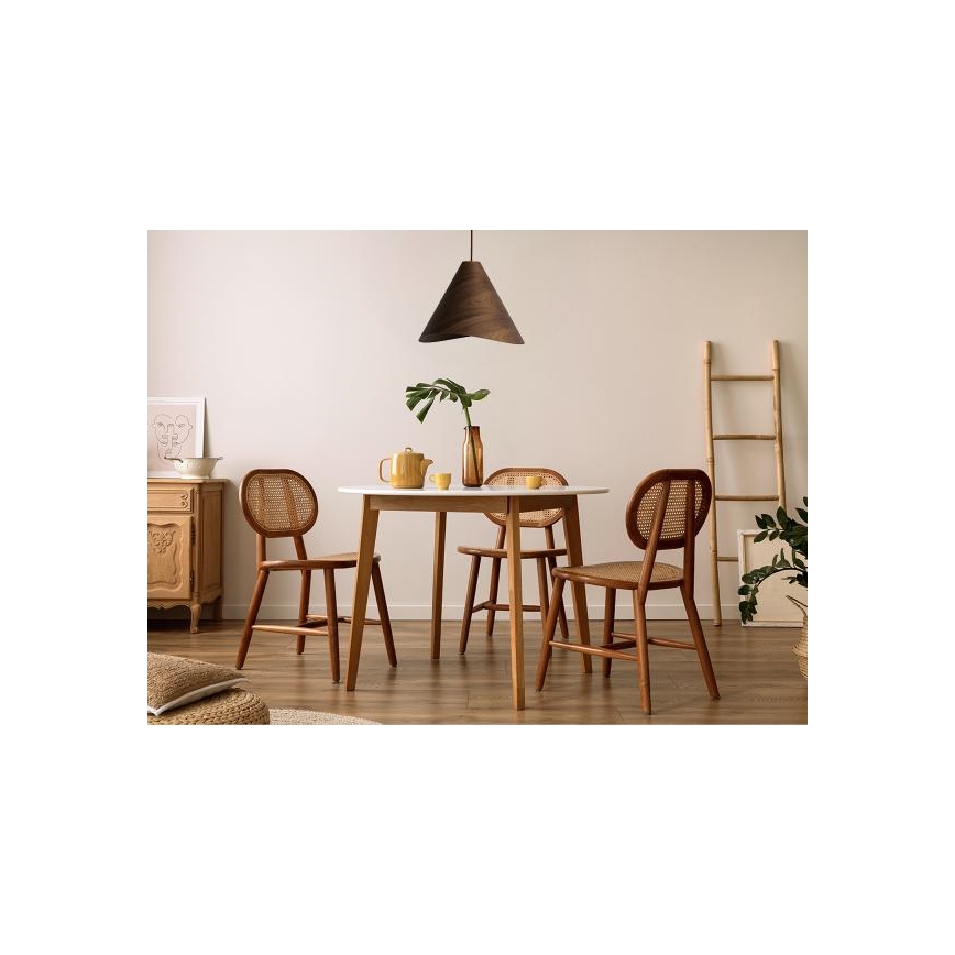 Lustre de madeira suspenso por cabo, 1xE27/60W/230V, Ø 45 cm, em madeira maciça (nogueira/seringueira)