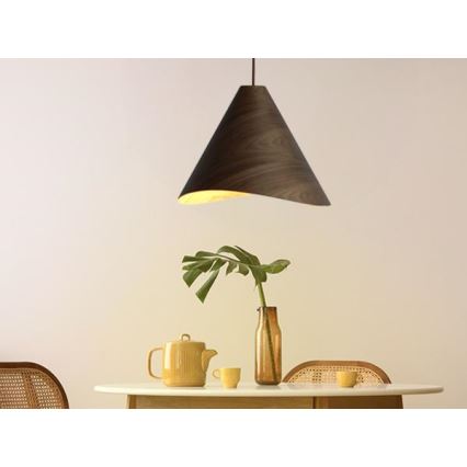 Lustre de madeira suspenso por cabo, 1xE27/60W/230V, Ø 45 cm, em madeira maciça (nogueira/seringueira)