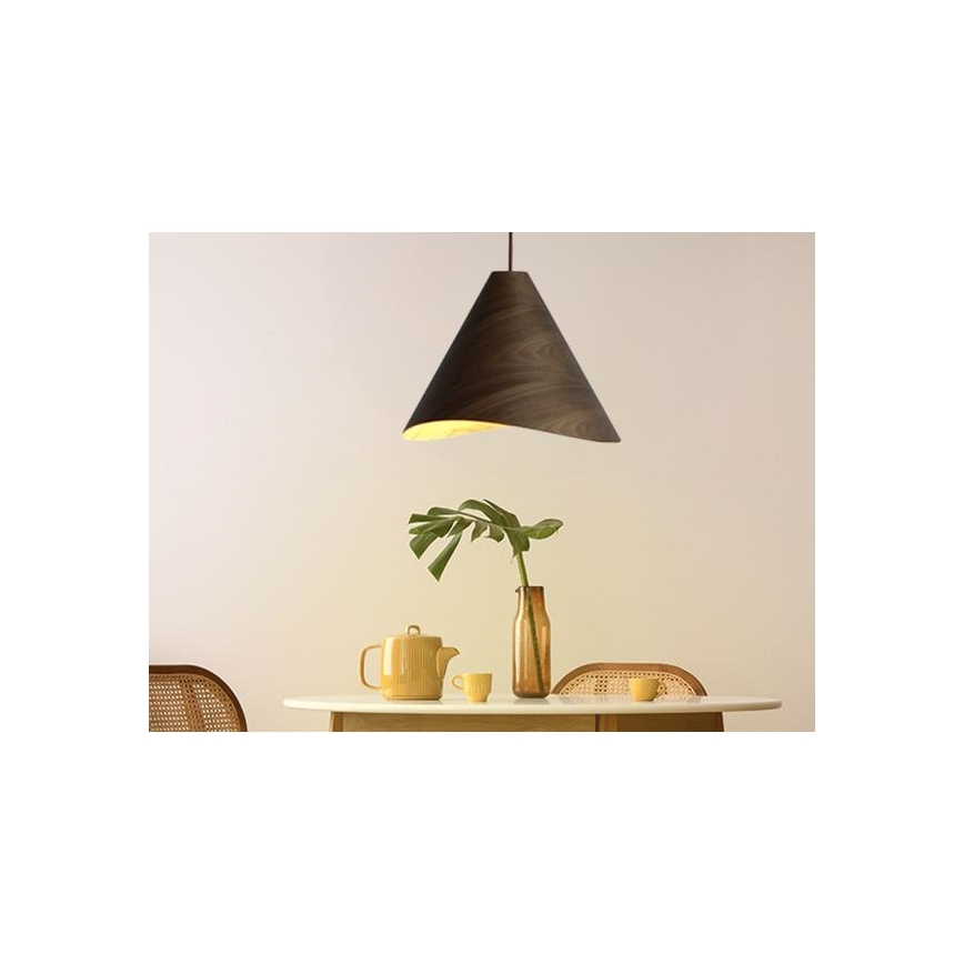 Lustre de madeira suspenso por cabo, 1xE27/60W/230V, Ø 45 cm, em madeira maciça (nogueira/seringueira)