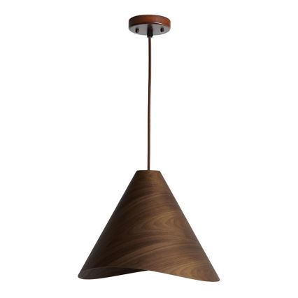 Lustre de madeira suspenso por cabo, 1xE27/60W/230V, Ø 45 cm, em madeira maciça (nogueira/seringueira)