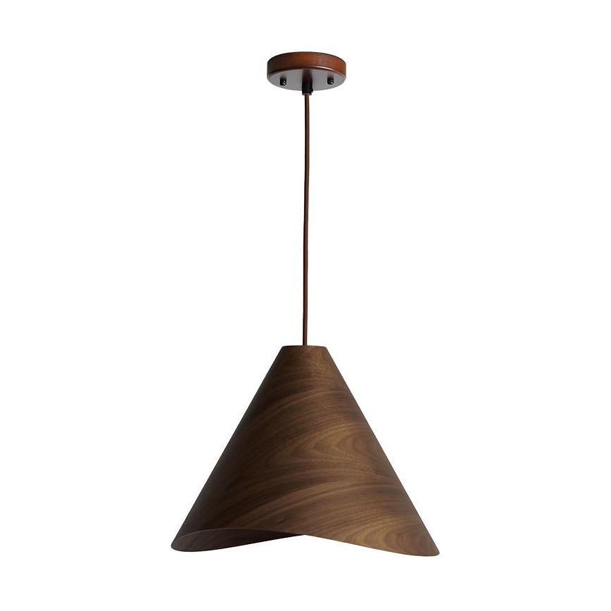 Lustre de madeira suspenso por cabo, 1xE27/60W/230V, Ø 45 cm, em madeira maciça (nogueira/seringueira)
