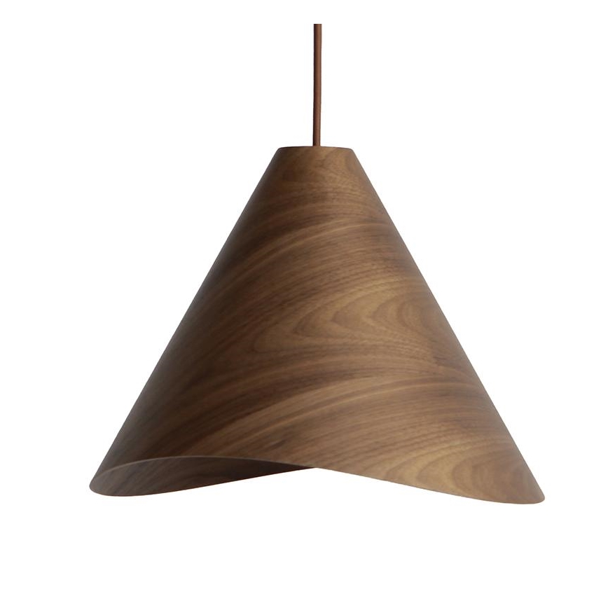 Lustre de madeira suspenso por cabo, 1xE27/60W/230V, Ø 45 cm, em madeira maciça (nogueira/seringueira)