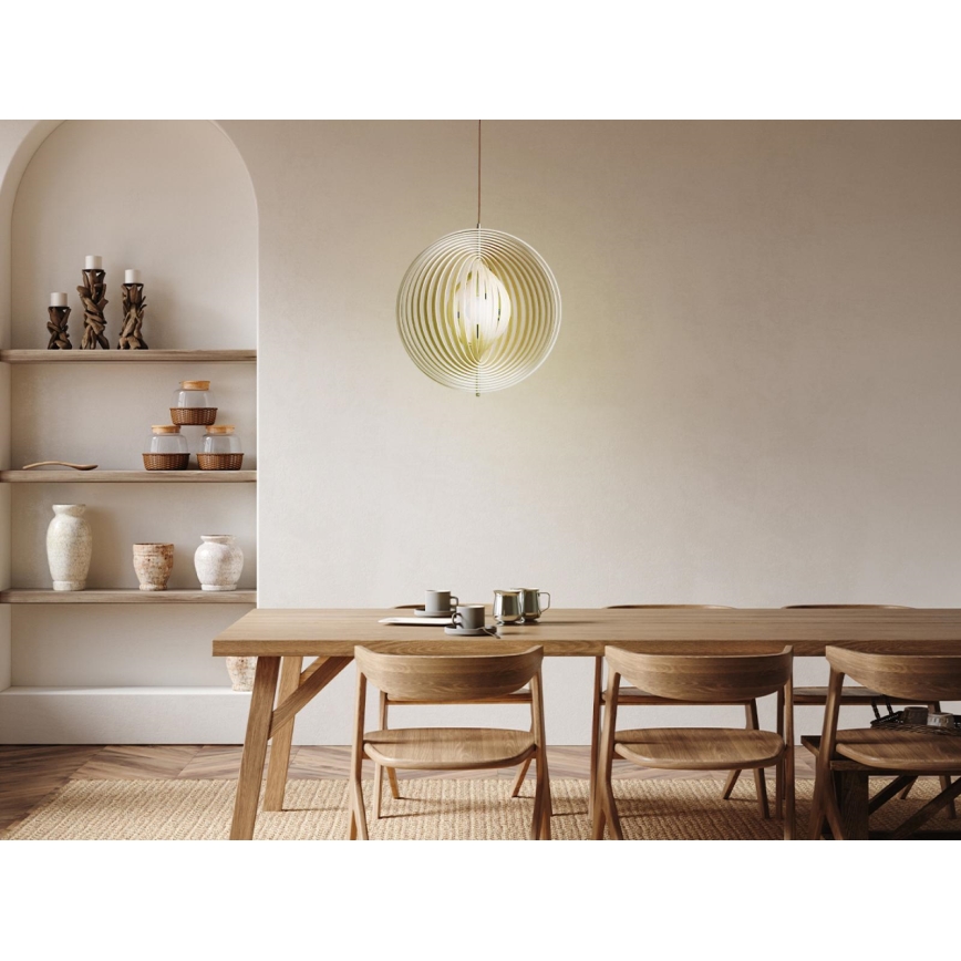 Lustre de madeira suspenso por cabo 1xE27/60W/230V Ø 50 cm maciço/folheado/madeira de seringueira