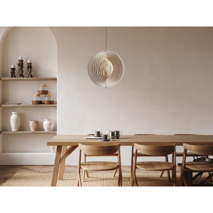 Lustre de madeira suspenso por cabo 1xE27/60W/230V Ø 50 cm maciço/folheado/madeira de seringueira