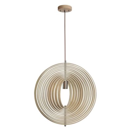 Lustre de madeira suspenso por cabo 1xE27/60W/230V Ø 50 cm maciço/folheado/madeira de seringueira