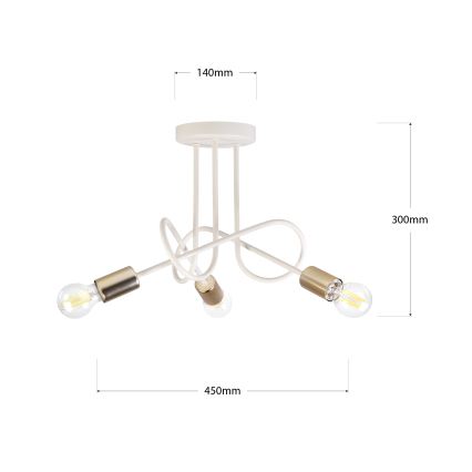 Lustre de montagem à superfície OXFORD 3xE27/15W/230V latão/branco