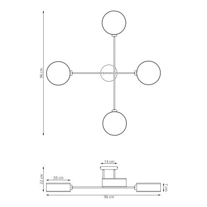 Lustre de montagem direta MAGA 4xE14/10W/230V bege
