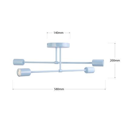 Lustre de sobrepor CAMBRIDGE 4xE27/15W/230V azul