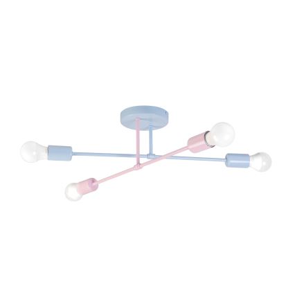 Lustre de sobrepor CAMBRIDGE 4xE27/15W/230V azul/rosa