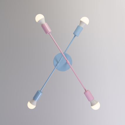 Lustre de sobrepor CAMBRIDGE 4xE27/15W/230V azul/rosa