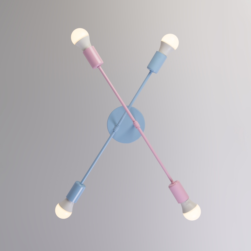 Lustre de sobrepor CAMBRIDGE 4xE27/15W/230V azul/rosa