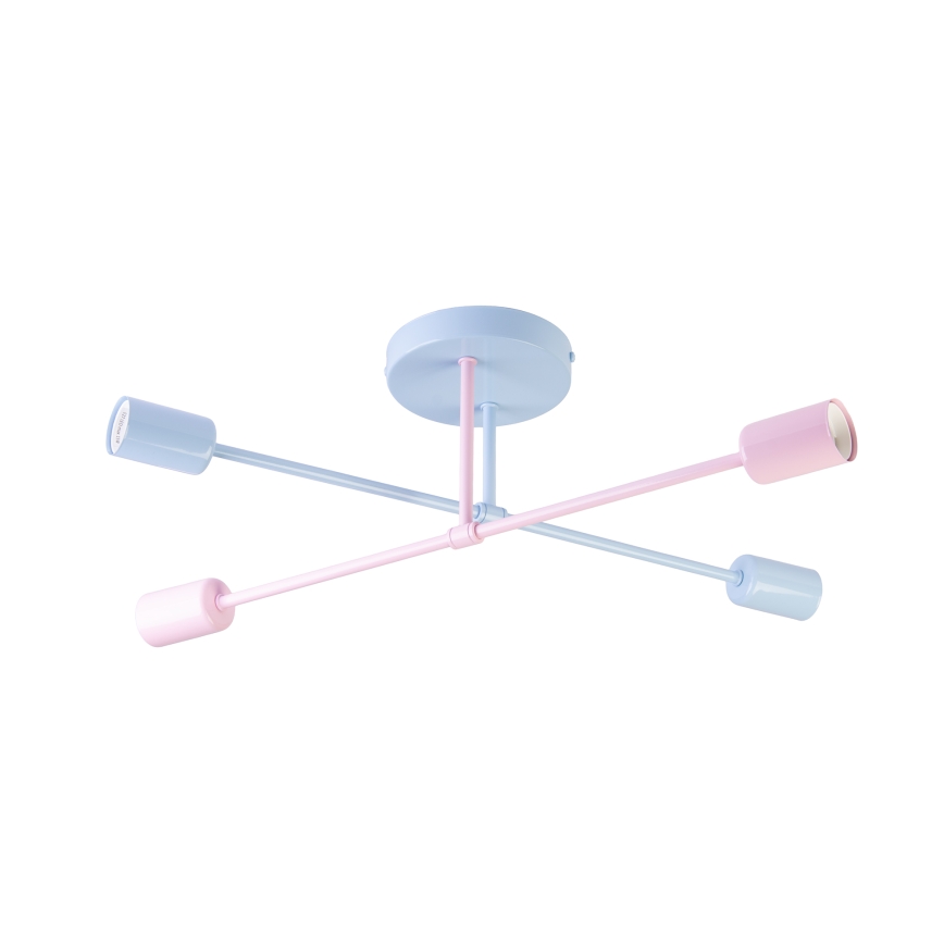 Lustre de sobrepor CAMBRIDGE 4xE27/15W/230V azul/rosa