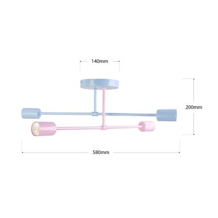 Lustre de sobrepor CAMBRIDGE 4xE27/15W/230V azul/rosa