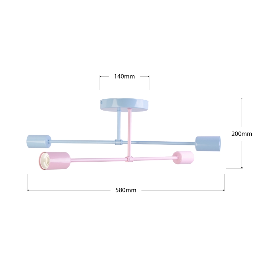 Lustre de sobrepor CAMBRIDGE 4xE27/15W/230V azul/rosa