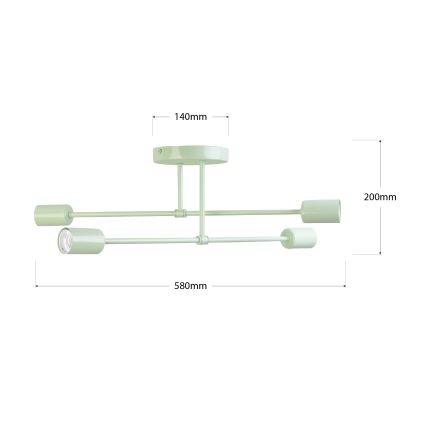 Lustre de sobrepor CAMBRIDGE 4xE27/15W/230V verde