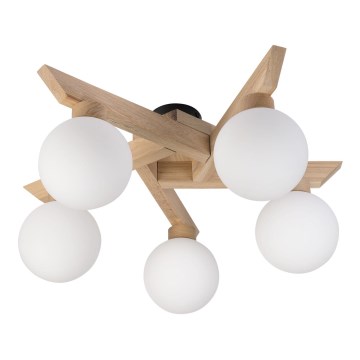 Lustre de tecto aplicado ANTONIO 5xG9/5W/230V carvalho/branco