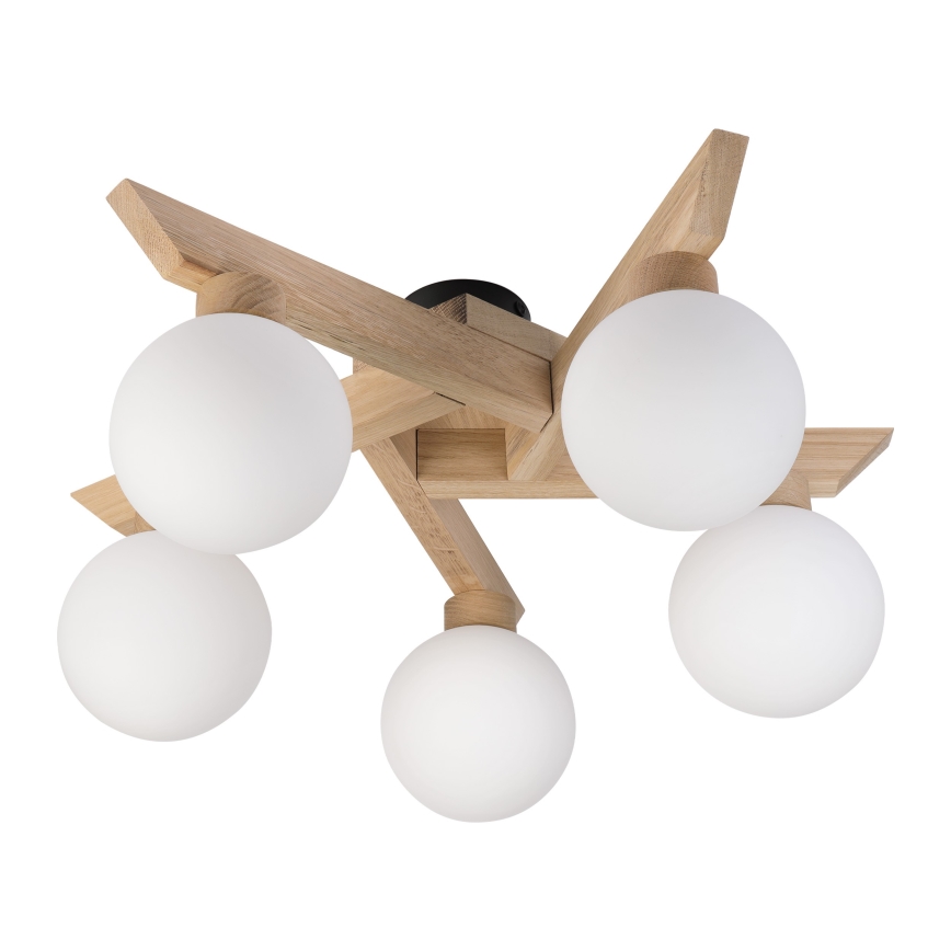 Lustre de tecto aplicado ANTONIO 5xG9/5W/230V carvalho/branco