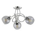Lustre de tecto aplicado HOSSA 3xE27/15W/230V cromado brilhante/preto/fumado
