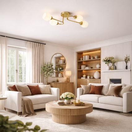 Lustre de tecto aplicado KING 4xE27/15W/230V dourado